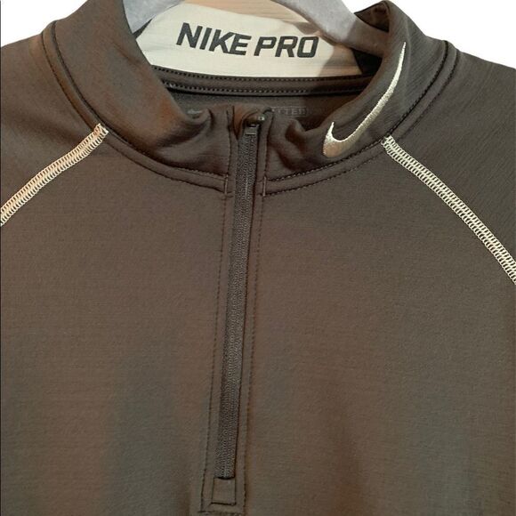 NIKE Pro Compression Dri Fit 1/4 Zip Fitted Pullover Charcoal Gray Size Small - Picture 3 of 7